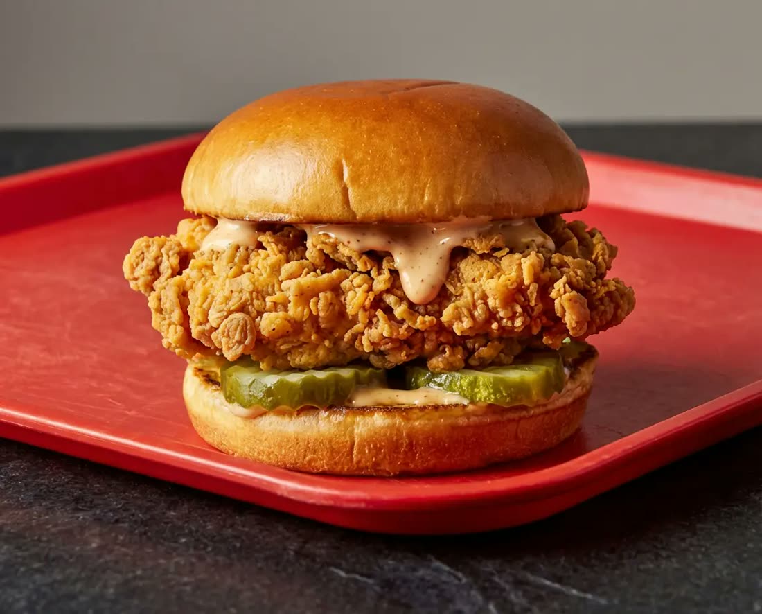 An Al Chick halal fusion fried chicken sandwich